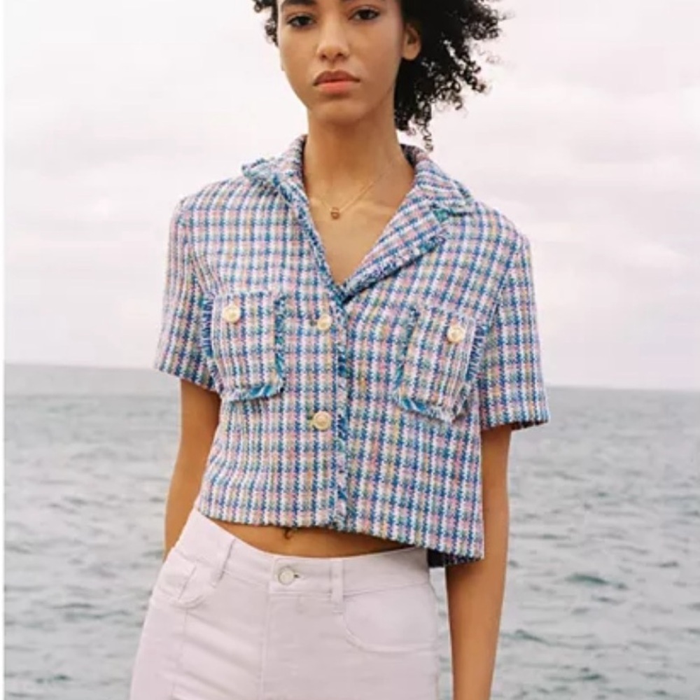 Maje Vizam Short Sleeved Tweed Jacket